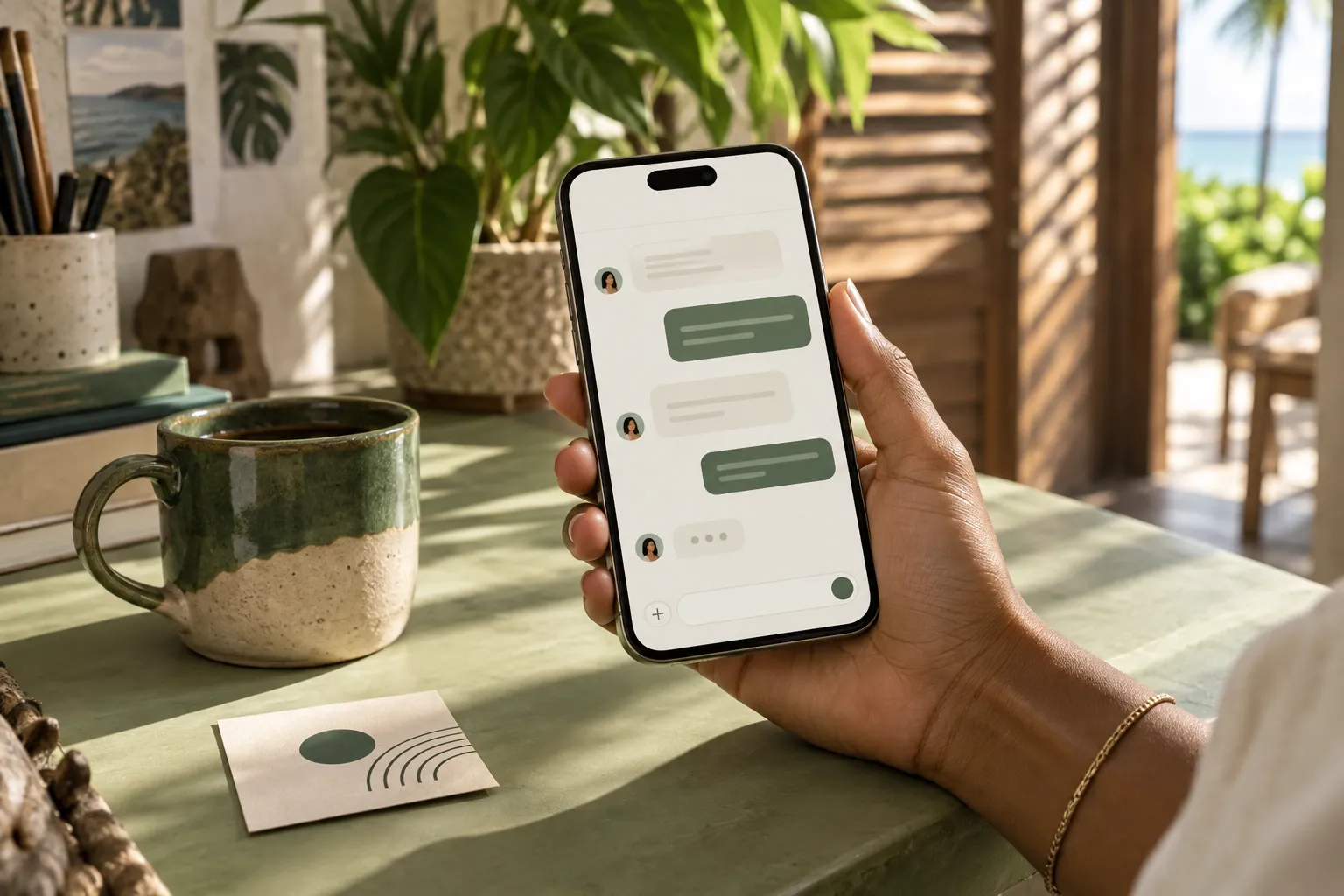 Imagen conceptual de atención por chat desde un celular